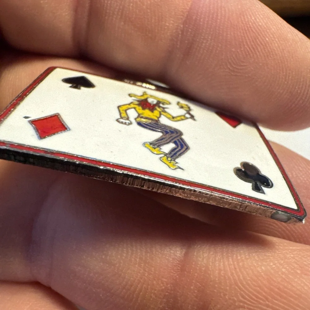 Vintage Joker Playing Card Gambling Watch Fob Key Chain Charm Pendant